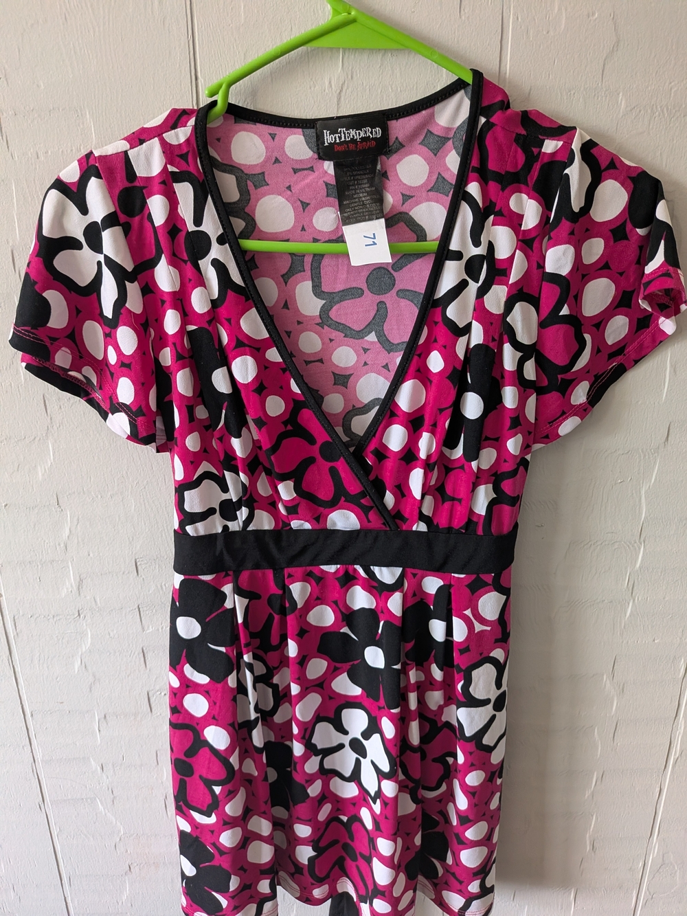 Hot Topic Pink Floral Faux-Wrap Tunic Top